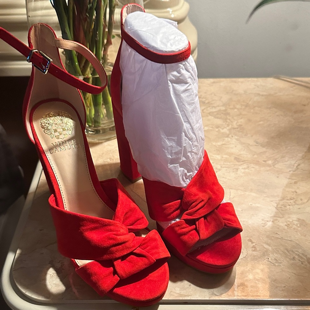 Vince Camuto Corlesta Red Hot Suede Heels